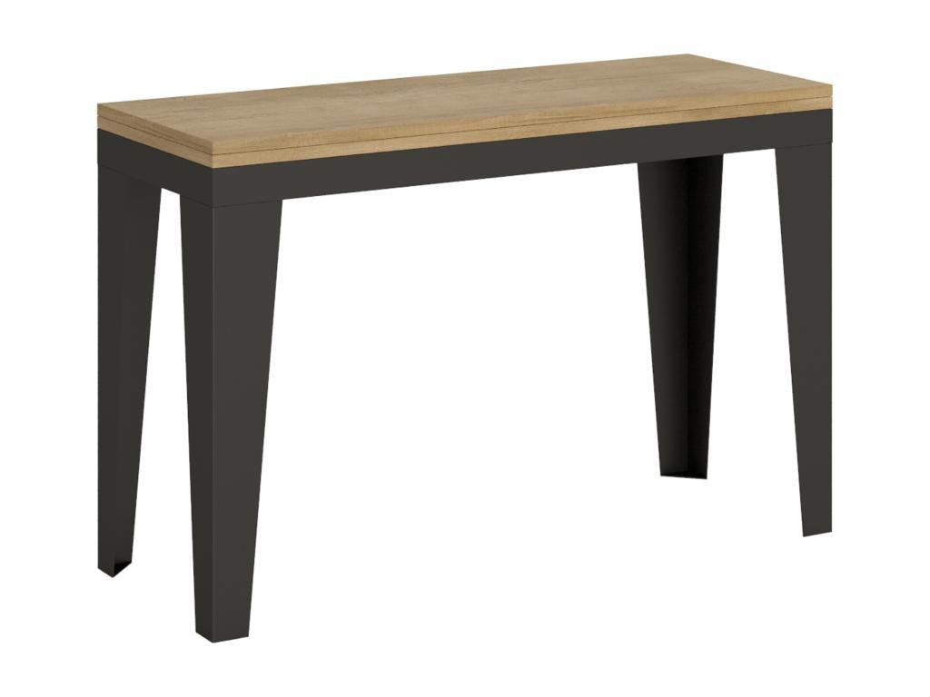 Flame Double Extendable Folding Table 120x45/90 cm Natural Oak Anthracite Frame UYFW41049