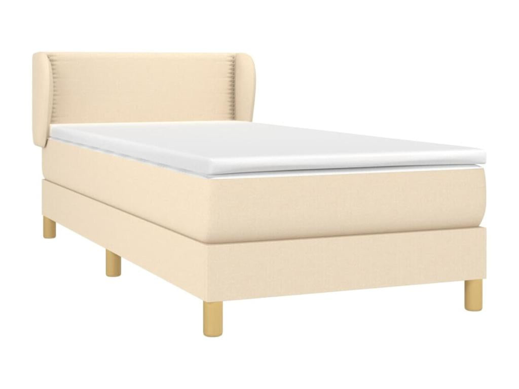 Upholstered bed base with mattress, Cream, 100x200 cm, Fabric IZZJ19569