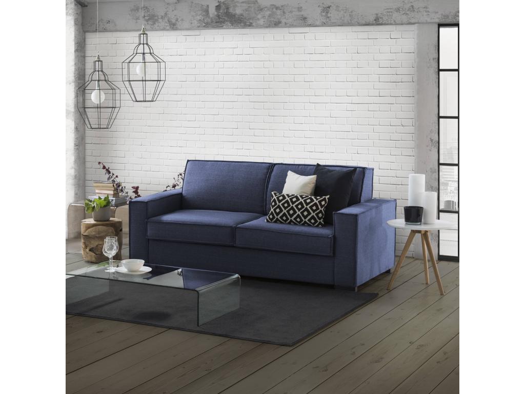 Domopure 3-seater sofa, Made in Italy, fabric living room sofa with standard armrests, 220x95h90 cm, Blue, UEUJ69706