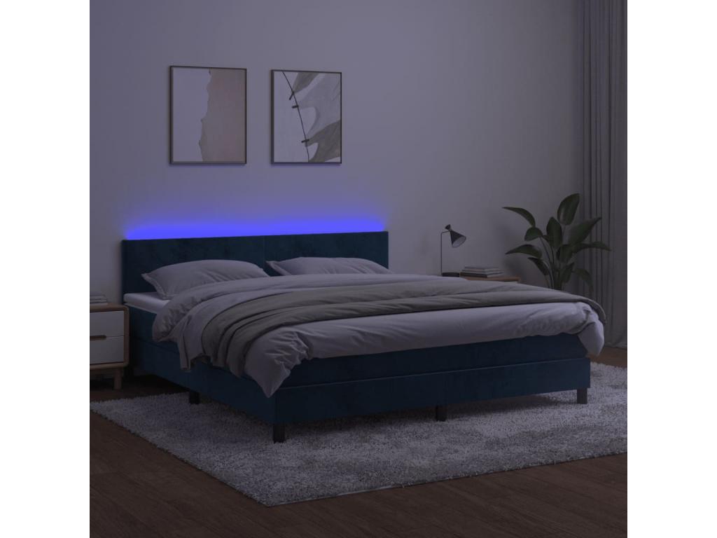 Chicyla bed base with LED mattress, dark blue, 160x200 cm, DGNE60299