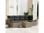 7-piece garden furniture set with cushions, grey woven resin LMMA46654