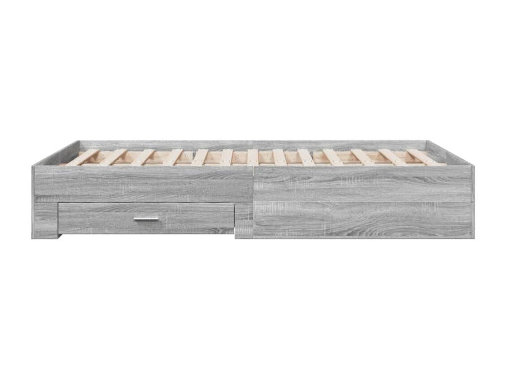 Chicyla grey bed frame and drawers 135x190 engineered wood ZBAL29296