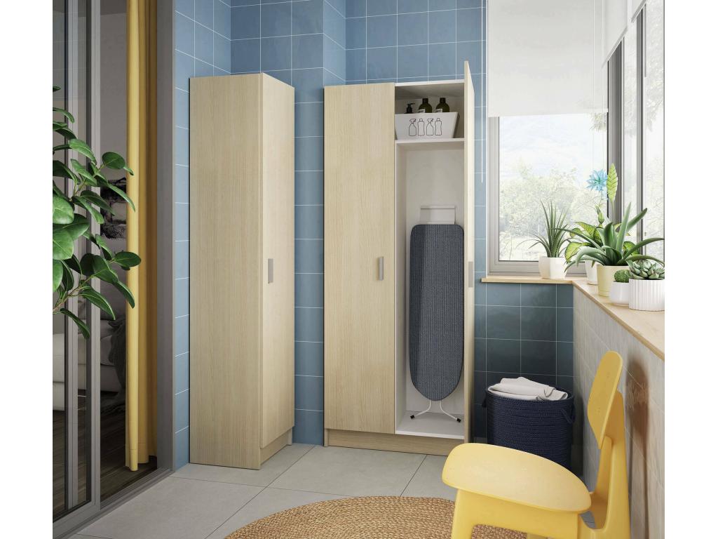 Chicyla Multipurpose Cabinet Broom Cabinet with 2 Doors Shoe Rack with Shelves Broom Cabinet 73cm x 37cm x 180cm Oak LFHH51339