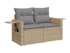 Garden furniture set with cushions, 12 pieces, beige woven resin, WOV21929