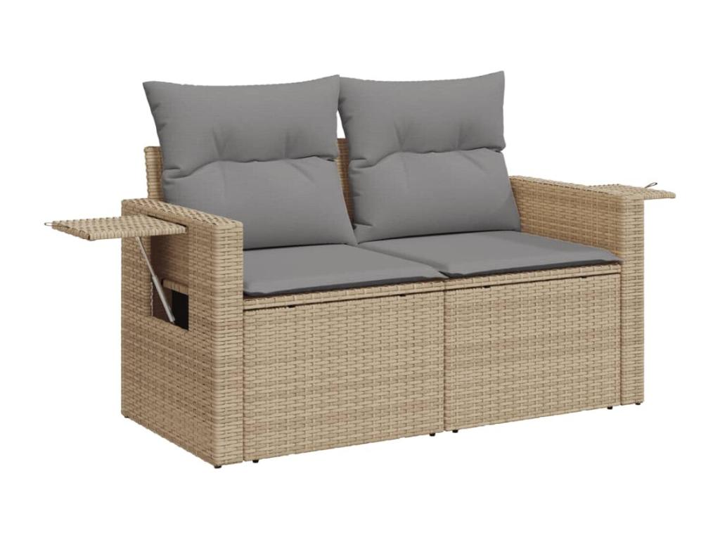 Garden furniture set with cushions, 12 pieces, beige woven resin, WOV21929