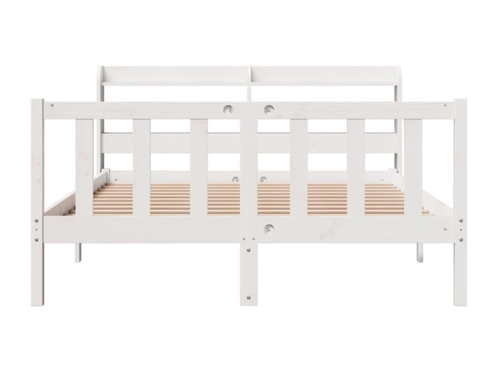 Bed frame without mattress, white, 160x200 cm, solid pine wood, JJNI49634