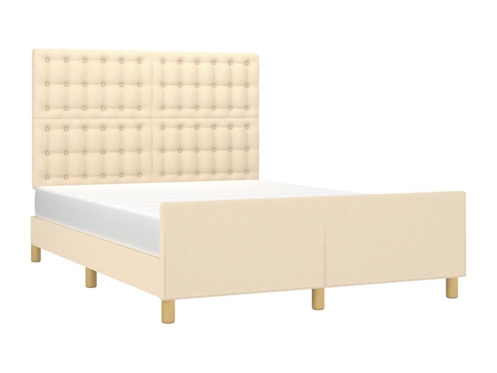 Bed frame with headboard, cream, 140x200 cm, fabric HVTD25886