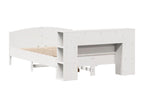 White bookcase bed without mattress, 150x200 cm, solid pine wood, ECNP97142