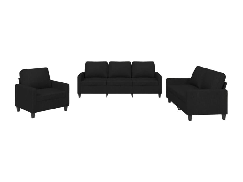 3-piece sofa set with cushions, black fabric GBEL83112