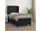 Upholstered bed base with mattress, black, 80x200cm, faux leather, EASP34063