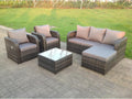 6-seater rattan garden furniture set with sofa, stools, coffee table, and chair. MéChicyla dark grey XJVP78766