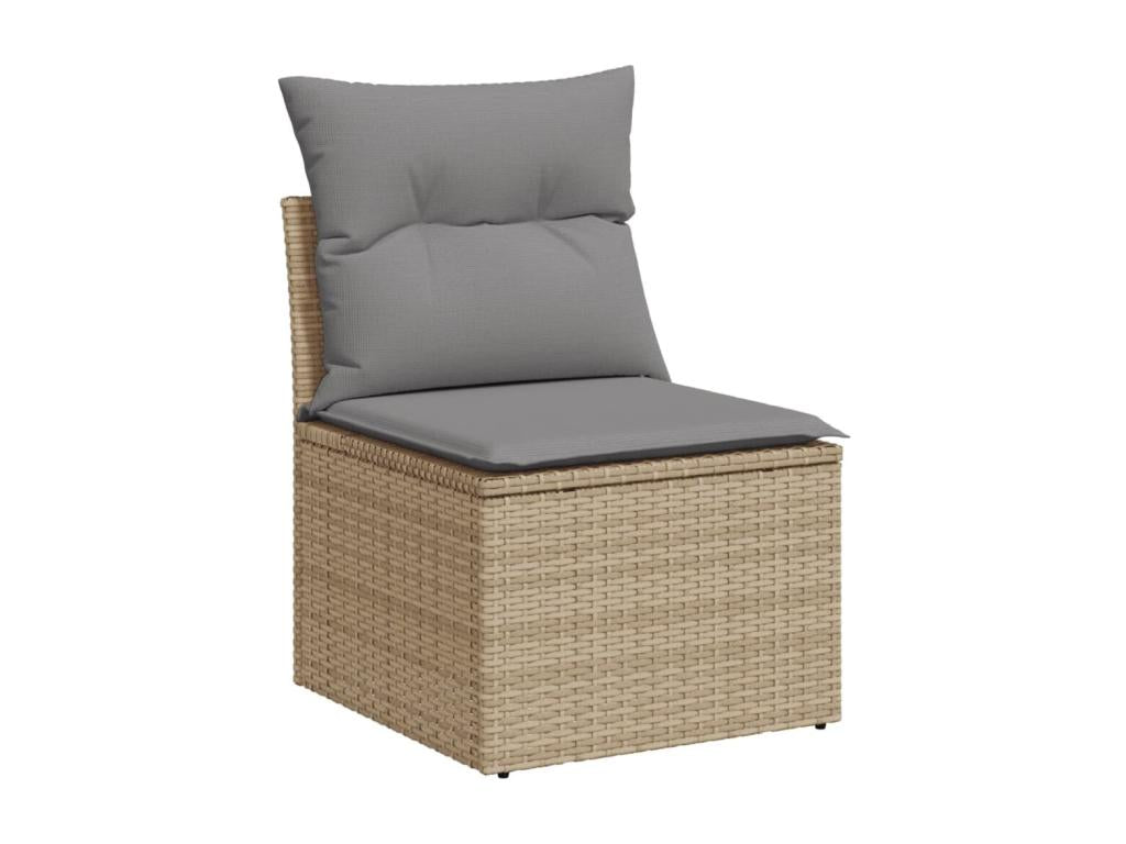7-piece garden furniture set with cushions, beige woven resin EILC63150