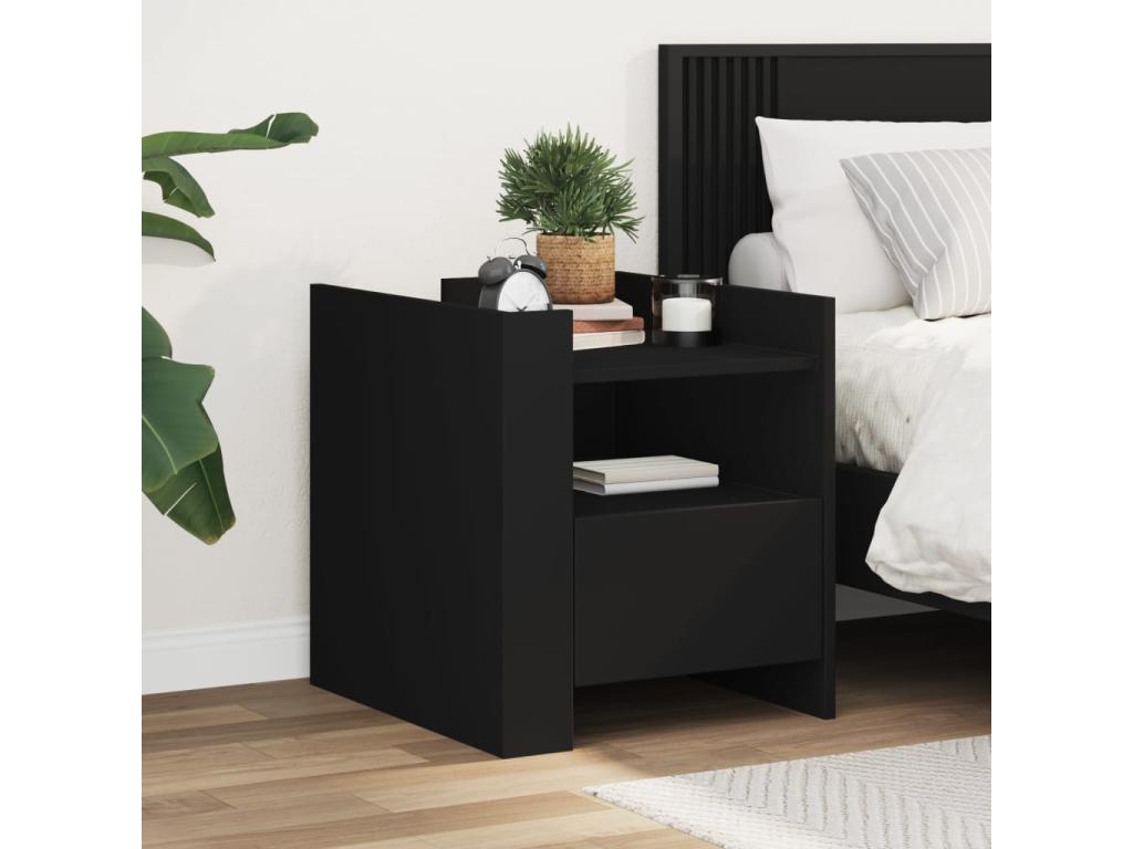 Domopure Premium - Black bedside table 45x50x50 cm engineered wood WVUL28958