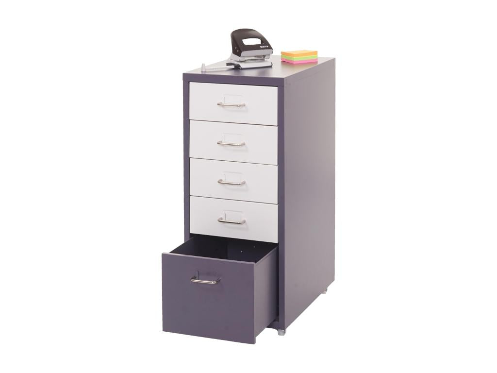 Domopure T851 cabinet with drawers, 69x28x41cm, 5 drawers - dark grey/white - grey fo XQOJ00911