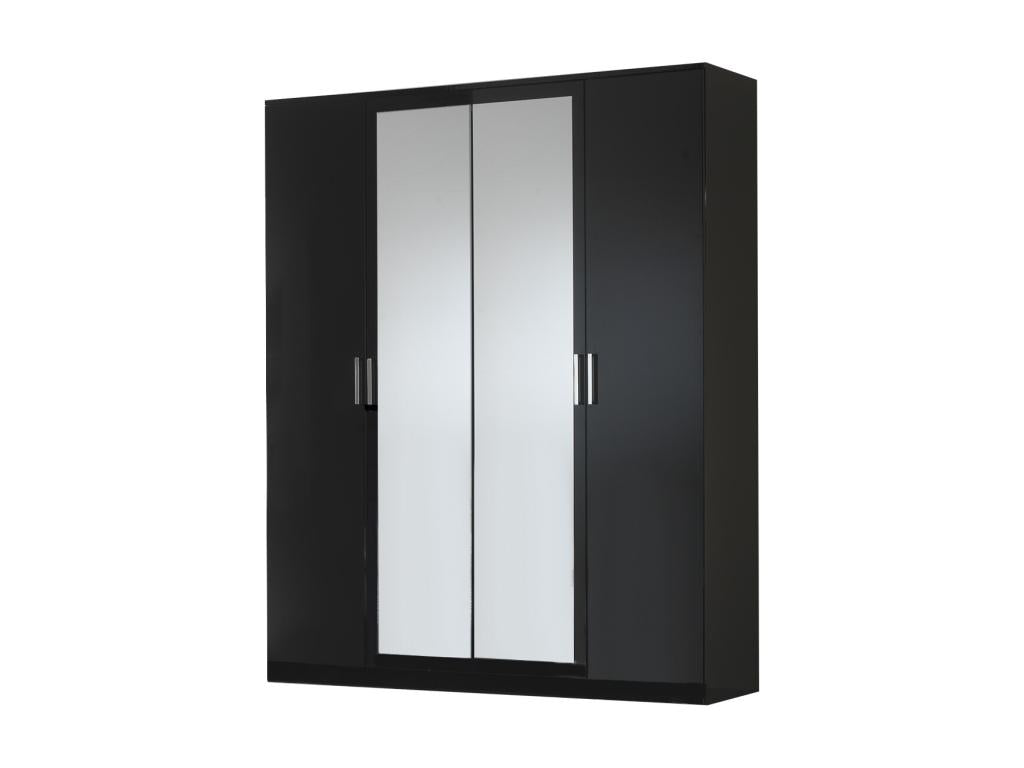 Domopure 181cm Modern Bedroom Wardrobe with 4 Hinged Doors, Black Lacquered Wood, YCPV27582