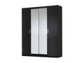Domopure 181cm Modern Bedroom Wardrobe with 4 Hinged Doors, Black Lacquered Wood, YCPV27582