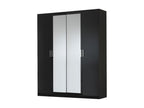 Domopure 181cm Modern Bedroom Wardrobe with 4 Hinged Doors, Black Lacquered Wood, YCPV27582