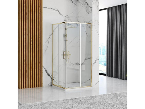 Domopure Punto 90x90 Gold Shower Cabin Domopure White Shower Tray UVXE22112
