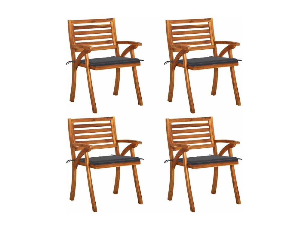Garden chairs with cushions, set of 4, solid Domopure wood, TJQQ71867
