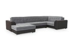 Domopure 340cm DBAX14648 panoramic convertible sofa in soft green and dark grey fabric with left-hand chaise longue