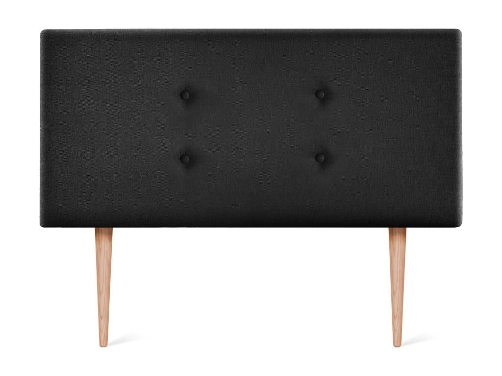 Domopure Aqualine fabric headboard with 2 Domopure button details, 90x105cm, with legs, for 80/90cm beds - Black TVDC19058