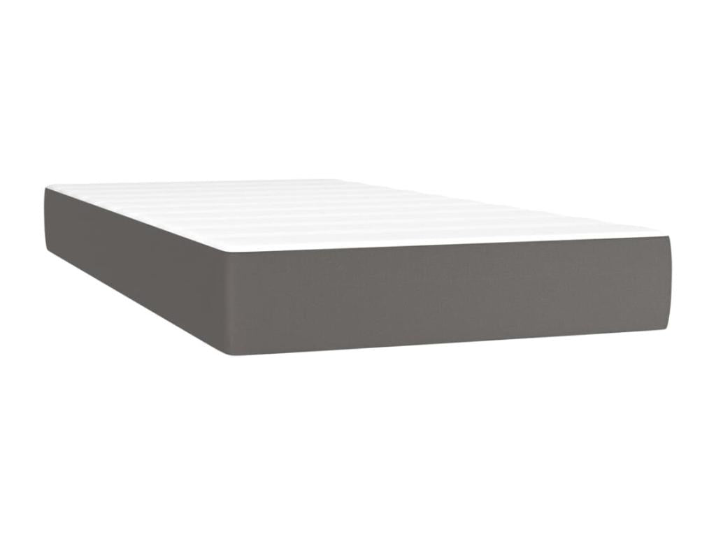 Chicyla bed base with mattress, Grey 100x200 Faux Leather VYDK53587