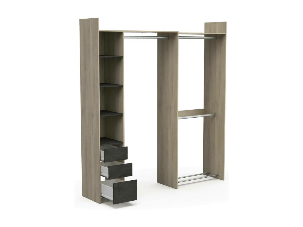 Large Dshimiz Wardrobe Bedroom Furniture Walk-in Closet Clothes Closet 200x44 h218 cm Light Oak QVPE23022