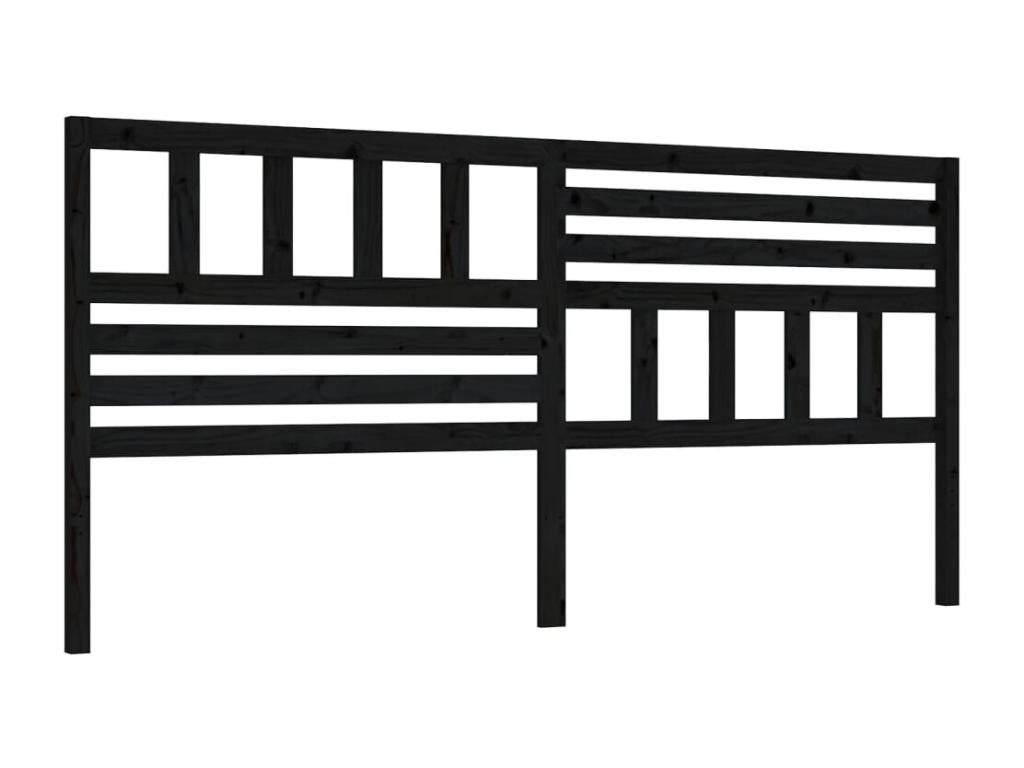 Black Headboard 186x4x100 cm Solid Pine Wood QSAF34525
