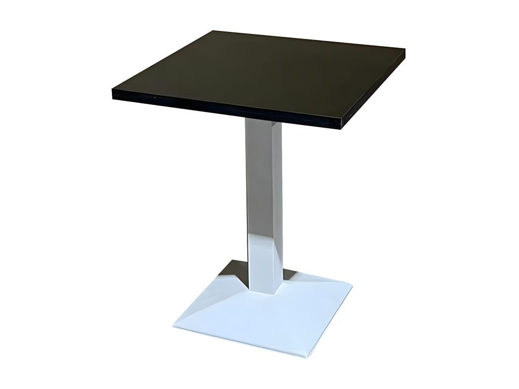 Chicyla 70cm Square Bar Table in Black Wood and White Steel Legs TIPJ94604