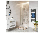 90x185cm shower door with 90x70x3cm white shower tray, pivoting and folding shower door in tempered glass with anti-limescale coating PNFP42911