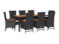 9-piece garden dining set with cushions, black resin wicker FKSN93035