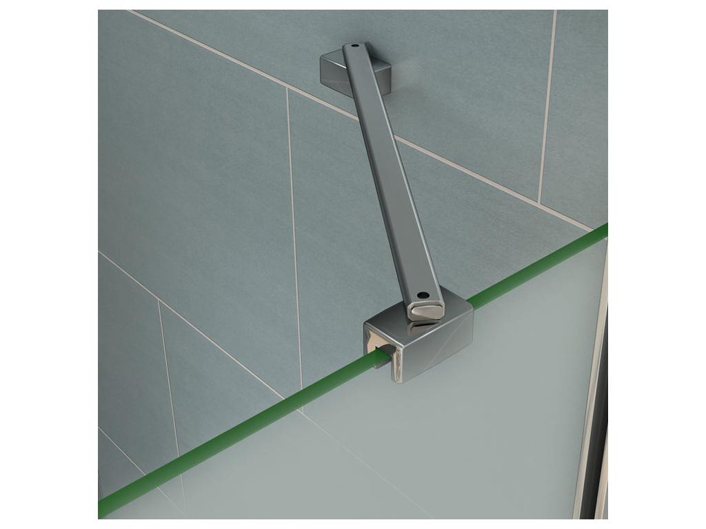 Walk-in shower screen 100x200cm - 8mm tempered sandblasted glass - With 45cm corner fixing bar JAXM26830
