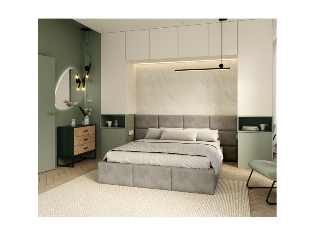 Domopure 160x200 cm storage bed with Domopure lift-up slatted base, Light Grey HRAR87582