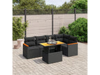 6-piece garden furniture set with cushions, black woven resin IUXL22362