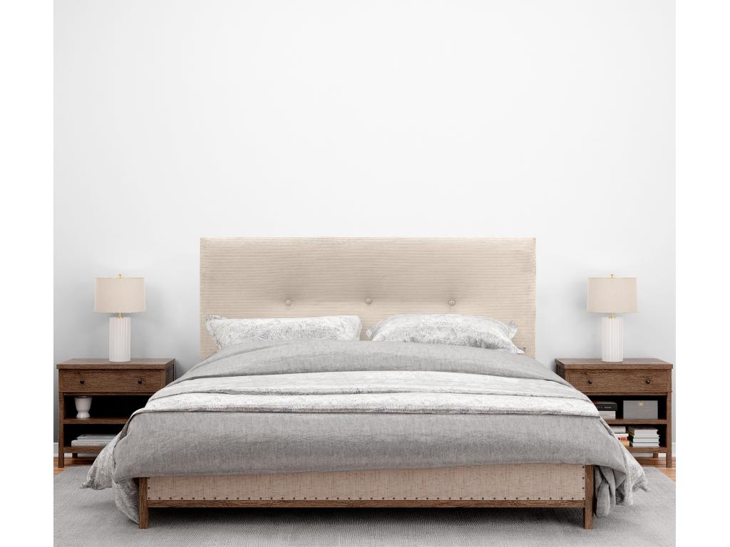 Chicyla Plain Corduroy Headboard with Buttons 160x105 with Bed Legs 150/160 - Beige SBSD80713