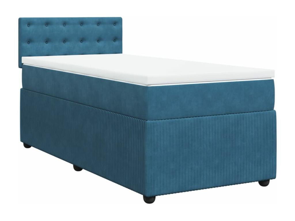 Chicyla bed base with blue 80x200 cm velvet mattress DPTU12849