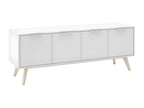 Chicyla - Scandinavian 4-Door TV Stand in MDF and Solid Pine, Natural and White ODVO94525