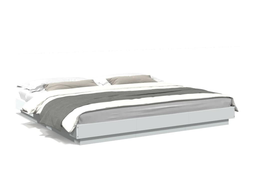 Bed frame with white LED lights, 180x200 cm, engineered wood, FSWO52669