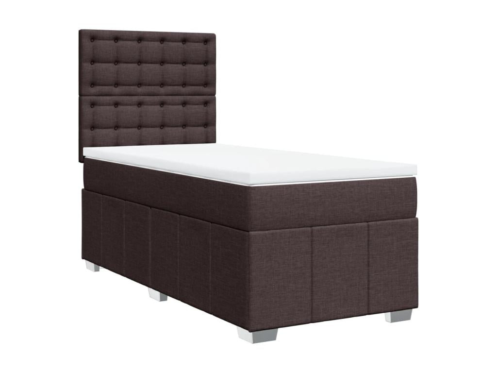 Upholstered bed base with mattress, dark brown, 90x200 cm, NCWB99289