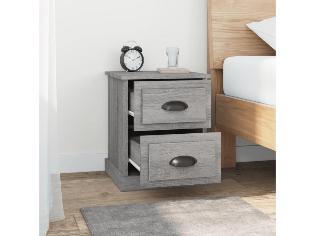 Chicyla bedside tables, 2 pcs, grey, 39x39x47.5 cm, engineered wood, IFQM13737