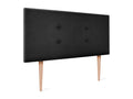 Domopure Aqualine fabric headboard with 2 Domopure button details, 90x105cm, with legs, for 80/90cm beds - Black TVDC19058