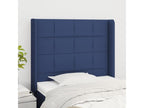 Headboard with wings, blue, 93x16x118/128 cm, fabric, LZID66732