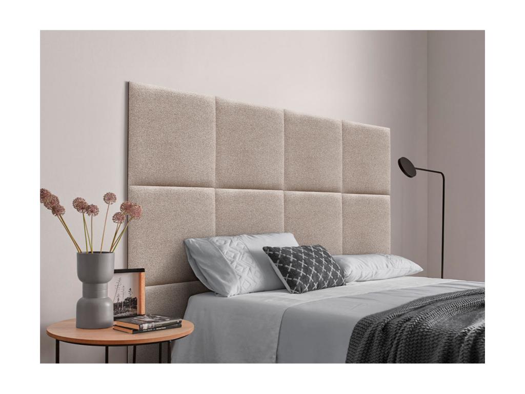 Domopure Aqualine fabric upholstered headboard composed of interchangeable self-adhesive bed panels for luxury bedroom Sand 140 cm XMWY58514