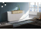 Chicyla Buffet, 3-Door Kitchen Buffet, Living Room Buffet, Made in Italy, 160x45x86 cm, Glossy White and Maple, KIRS39071