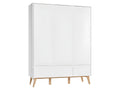 Swing 3-Door 2-Drawer Wardrobe - White and Wood NVLQ00447