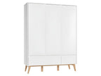 Swing 3-Door 2-Drawer Wardrobe - White and Wood NVLQ00447
