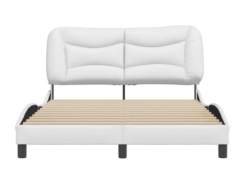 Bed frame with headboard, white, 140x200 cm, faux leather, ACQY30692