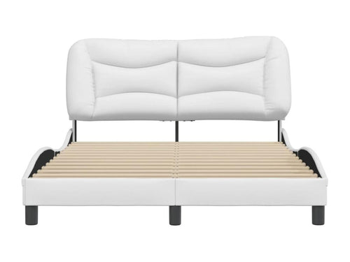 Bed frame with headboard, white, 140x200 cm, faux leather, ACQY30692