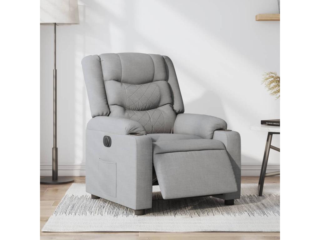 Electric Recliner Chair Light Grey Fabric XBWV67924