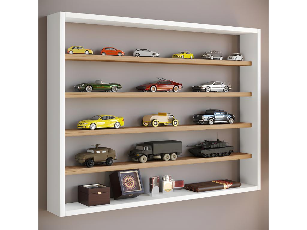 Chicyla wooden wall shelf, wall-mounted display case, collector's display case, Osado L white/honey oak KJUV26335